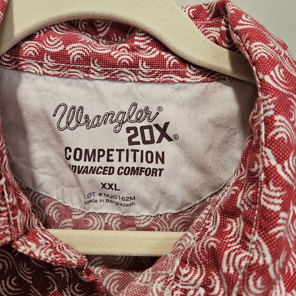 Wrangler Men’s Red Patterned Button-Down Shirt - image 3